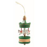 Wooden carousel decoration to hang on a Christmas tree green colour fifth view