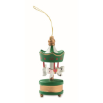 Wooden carousel decoration to hang on a Christmas tree green colour sixth view