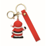 Plastic keyring with Santa Claus figure and hanging ring red colour second view