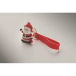 Plastic keyring with Santa Claus figure and hanging ring red colour third photographic view