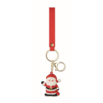 Plastic keyring with Santa Claus figure and hanging ring red colour fourth view