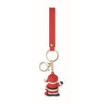 Plastic keyring with Santa Claus figure and hanging ring red colour fifth view