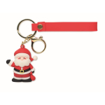 Plastic keyring with Santa Claus figure and hanging ring red colour sixth view