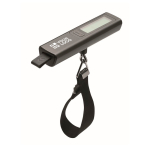 Digital luggage scale with self-powered strap mechanism titanium colour view with print area