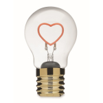 Decorative LED light bulb with heart-shaped filament and batteries neon fuchsia colour sixth view