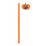 Poplar wood pencil with pumpkin-shaped eraser orange colour third view