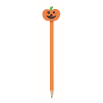Poplar wood pencil with pumpkin-shaped eraser orange colour fourth view