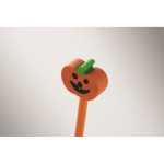 Poplar wood pencil with pumpkin-shaped eraser orange colour fifth photographic view