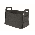 Foldable RPET felt storage basket with side handles dark grey colour second view