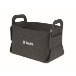 Foldable RPET felt storage basket with side handles dark grey colour second main view