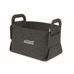 Foldable RPET felt storage basket with side handles dark grey colour second main view