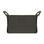 Foldable RPET felt storage basket with side handles dark grey colour fourth view
