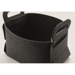 Foldable RPET felt storage basket with side handles dark grey colour fourth photographic view