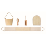 Bath set in a wooden bucket with body care accessories wood colour eighth view