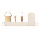 Bath set in a wooden bucket with body care accessories wood colour ninth view