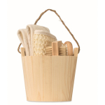Bath set in a wooden bucket with body care accessories wood colour tenth view