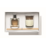 Vanilla fragrance set with reed diffuser and vegetable wax candle transparent colour second view