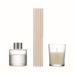 Vanilla fragrance set with reed diffuser and vegetable wax candle transparent colour
