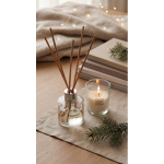 Vanilla fragrance set with reed diffuser and vegetable wax candle transparent colour second ambient view 2