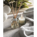 Vanilla fragrance set with reed diffuser and vegetable wax candle transparent colour third ambient view