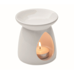 Ceramic aroma burner set with tealight candle and vanilla oil white colour second view