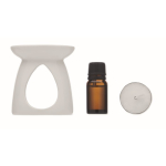 Ceramic aroma burner set with tealight candle and vanilla oil white colour third view