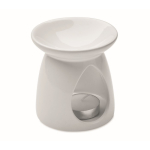 Ceramic aroma burner set with tealight candle and vanilla oil white colour