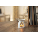 Ceramic aroma burner set with tealight candle and vanilla oil white colour second ambient view