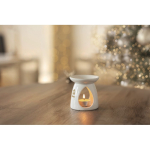 Ceramic aroma burner set with tealight candle and vanilla oil white colour third ambient view 2