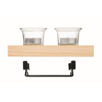 Decorative candle holder with wooden and iron stand for 2 candles wood colour fifth view