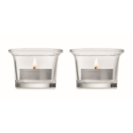Decorative candle holder with wooden and iron stand for 2 candles wood colour seventh view