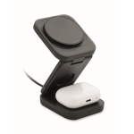 Foldable 3-in-1 wireless charging station with USB-C input 15W black colour second view