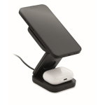 Foldable 3-in-1 wireless charging station with USB-C input 15W black colour third view