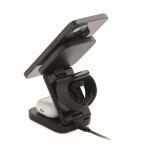 Foldable 3-in-1 wireless charging station with USB-C input 15W black colour sixth view