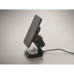 Foldable 3-in-1 wireless charging station with USB-C input 15W black colour eighth photographic view