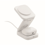Foldable 3-in-1 wireless charging station with USB-C input 15W white colour second view