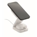 Foldable 3-in-1 wireless charging station with USB-C input 15W white colour third view
