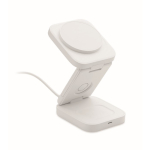 Foldable 3-in-1 wireless charging station with USB-C input 15W white colour