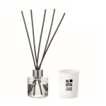 Aromatic set with fragrance diffuser and vegetable wax candle white colour view with print area