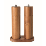 Acacia wood salt and pepper grinder set with stand wood colour second view