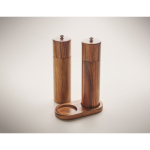 Acacia wood salt and pepper grinder set with stand wood colour fourth photographic view