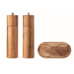 Acacia wood salt and pepper grinder set with stand wood colour sixth view
