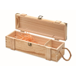Reinforced wooden box with cord handle for a bottle of wine wood colour second view
