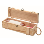 Reinforced wooden box with cord handle for a bottle of wine wood colour third view