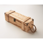 Reinforced wooden box with cord handle for a bottle of wine wood colour fifth photographic view