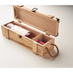 Reinforced wooden box with cord handle for a bottle of wine wood colour sixth photographic view