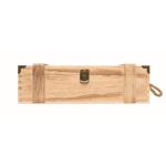 Reinforced wooden box with cord handle for a bottle of wine wood colour ninth view