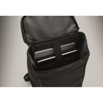 PU laptop backpack with RPET lining with 15'' compartment black colour sixth photographic view