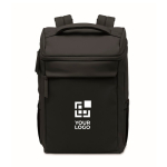 PU laptop backpack with RPET lining with 15'' compartment black colour view with print area