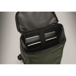 PU laptop backpack with RPET lining with 15'' compartment dark green colour sixth photographic view